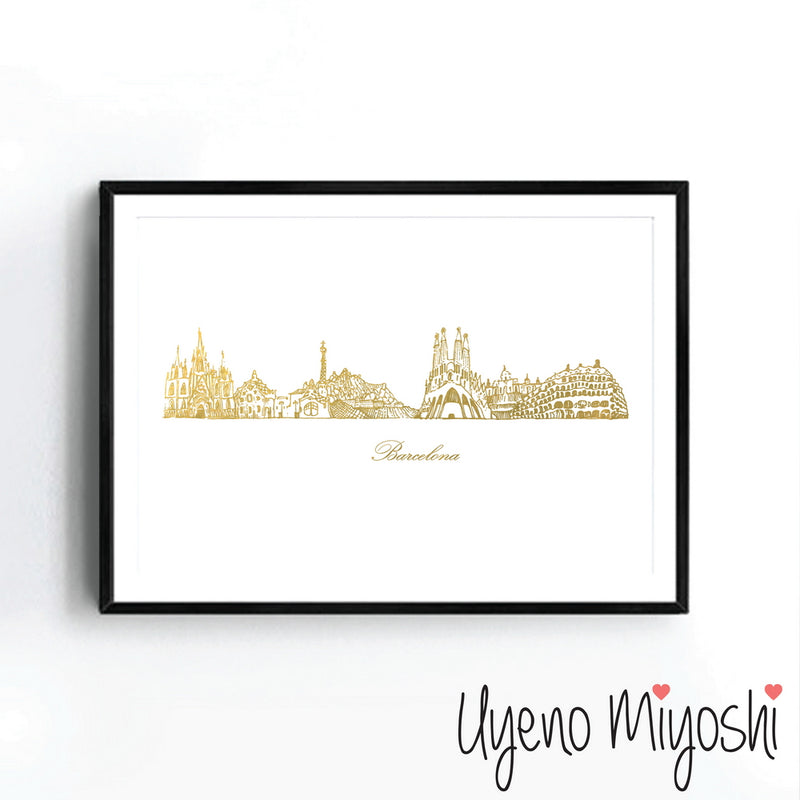 Barcelona Skyline Sketch