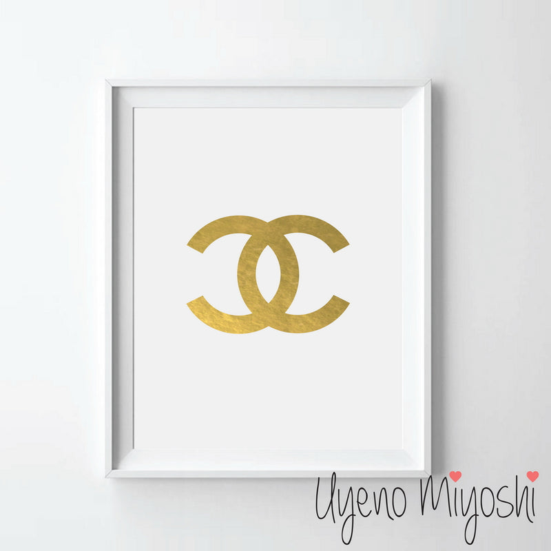 CHANEL Gold Foil CC Monogram Logo Art Print