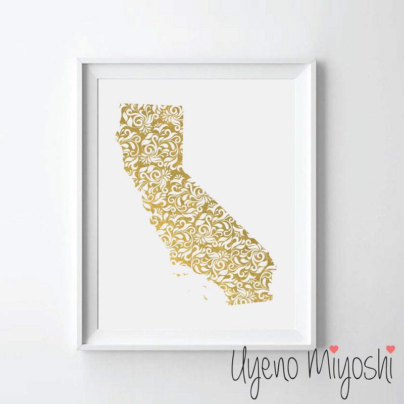 Map - California Floral Pattern