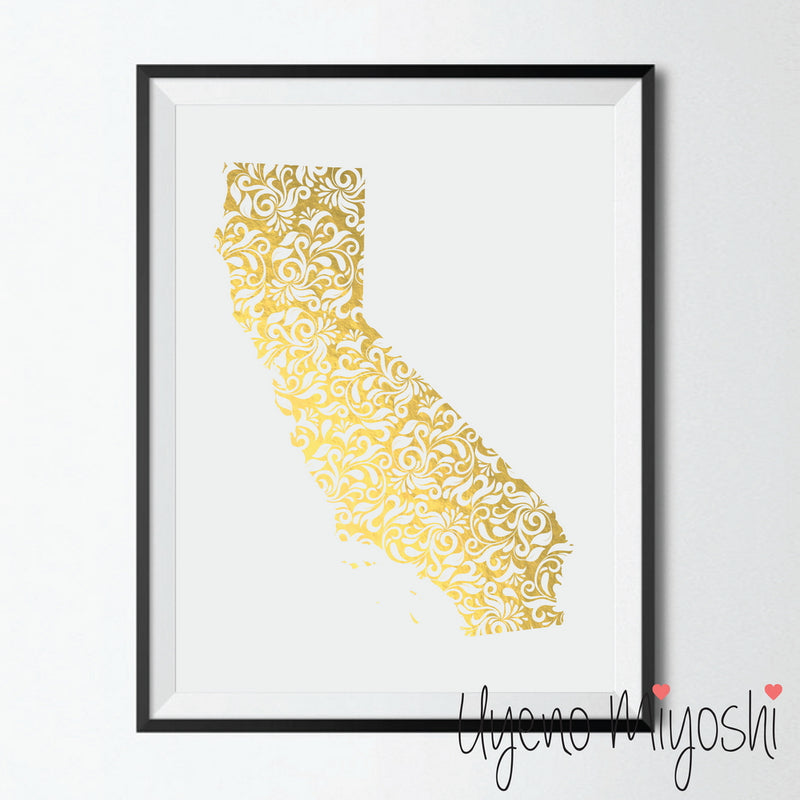 Map - California Floral Pattern