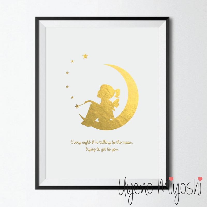Girl Talking with Moon