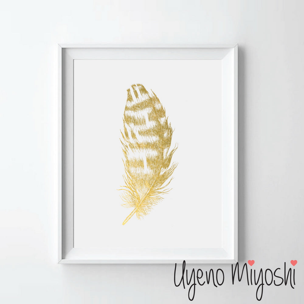 Feather Gold Foil Print – Uyeno Miyoshi
