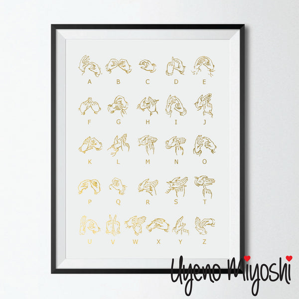 ALS - American Sign Language Gold Foil Print – Uyeno Miyoshi